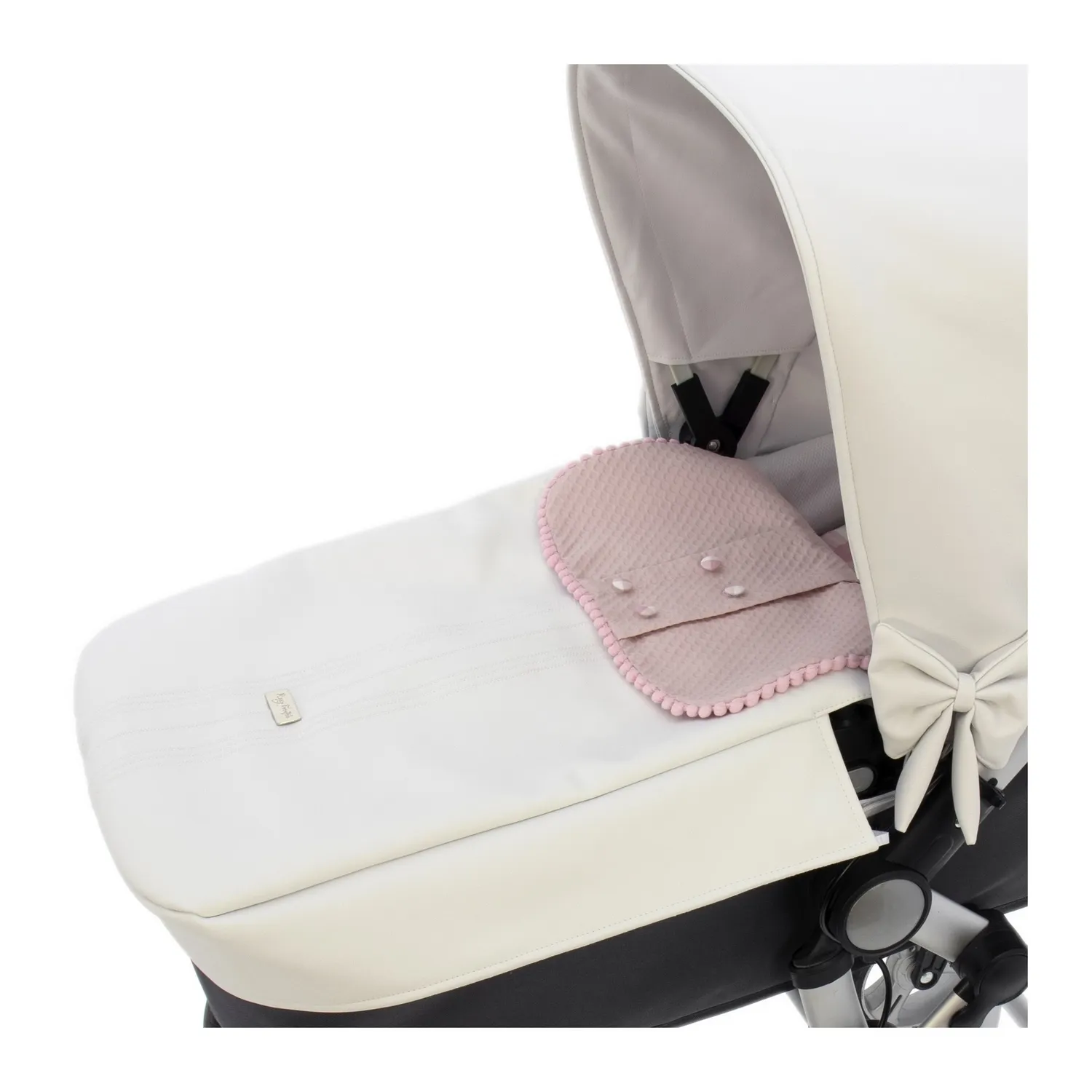 I get three uses for a universal carrycot. White and pink