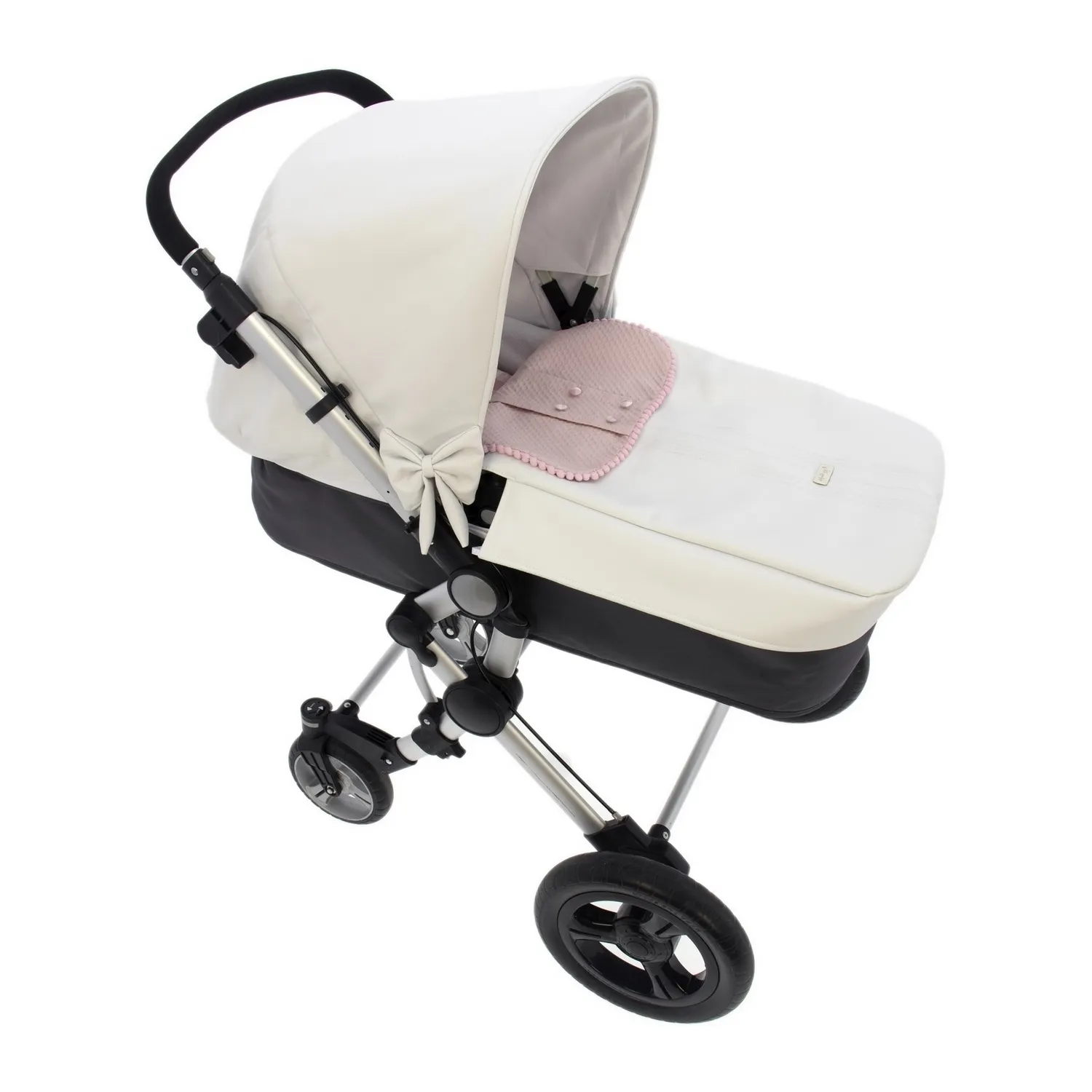 I get three uses for a universal carrycot. White and pink