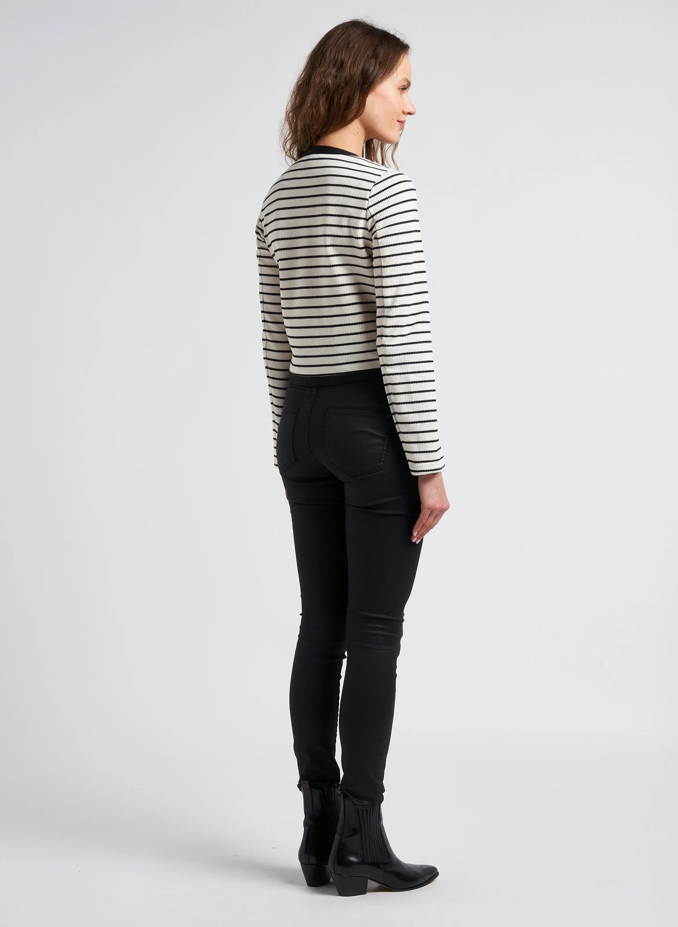 IKKS Vaquero skinny encerado de talle alto de mezcla de algodón en negro