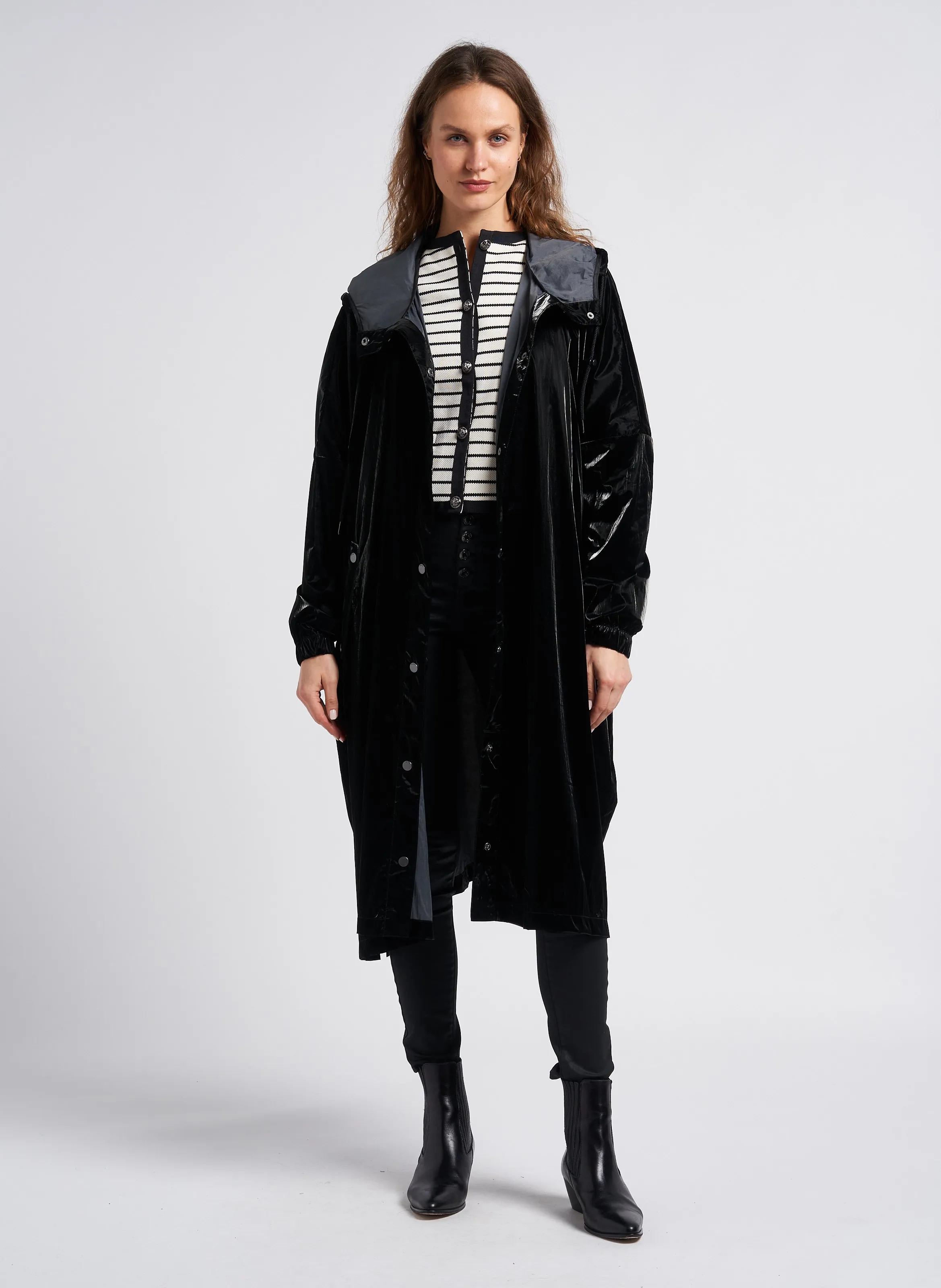 IKKS Vaquero skinny encerado de talle alto de mezcla de algodón en negro