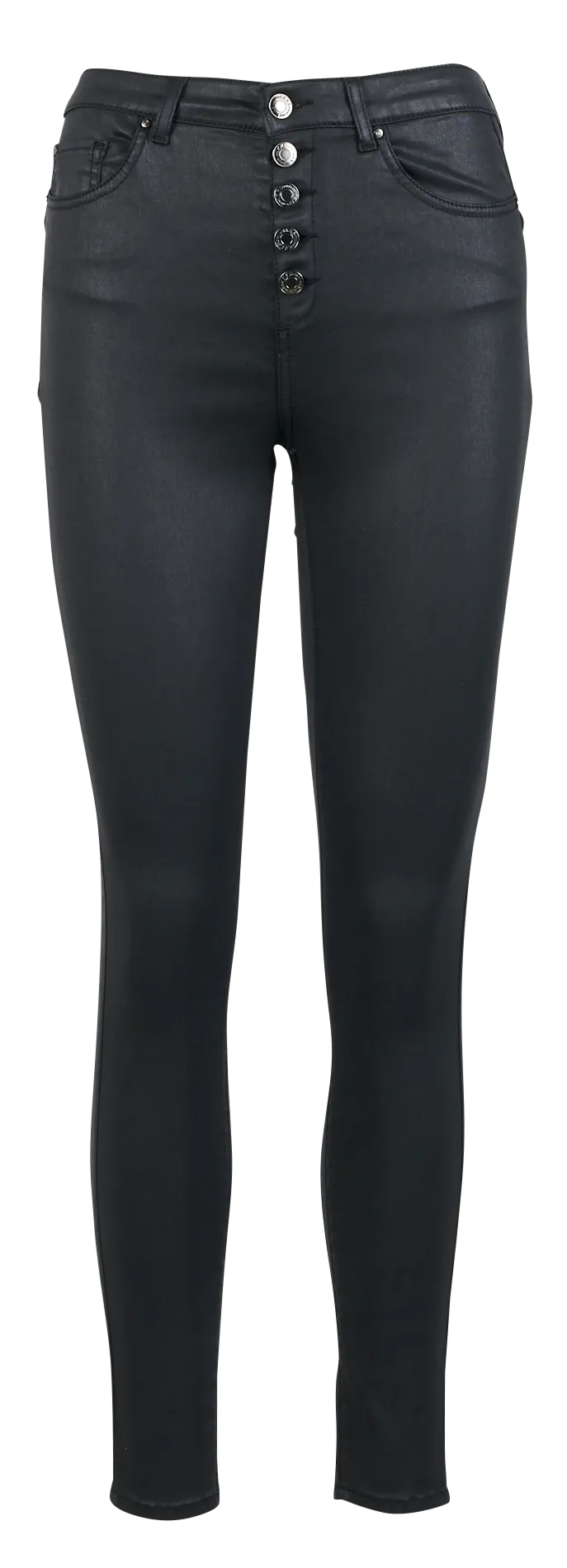 IKKS Vaquero skinny encerado de talle alto de mezcla de algodón en negro