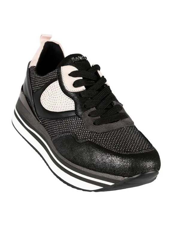 Inblu Zapatillas de mujer con pedrería y plataforma