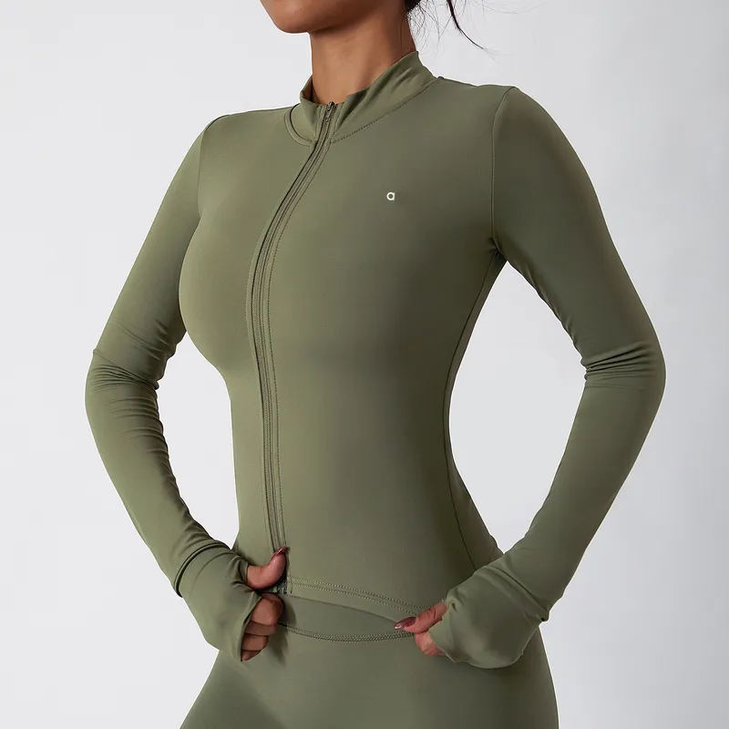 Jackets de ropa de yoga para mujer yoga que funciona con fitness apretados de otoño invierno corriendo tops de entrenamiento de 