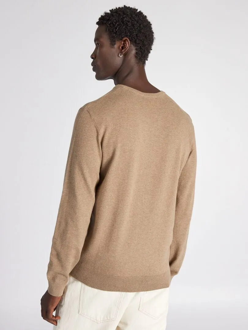 JERSEY BáSICO DE PUNTO LISO  BEIGE CHINé