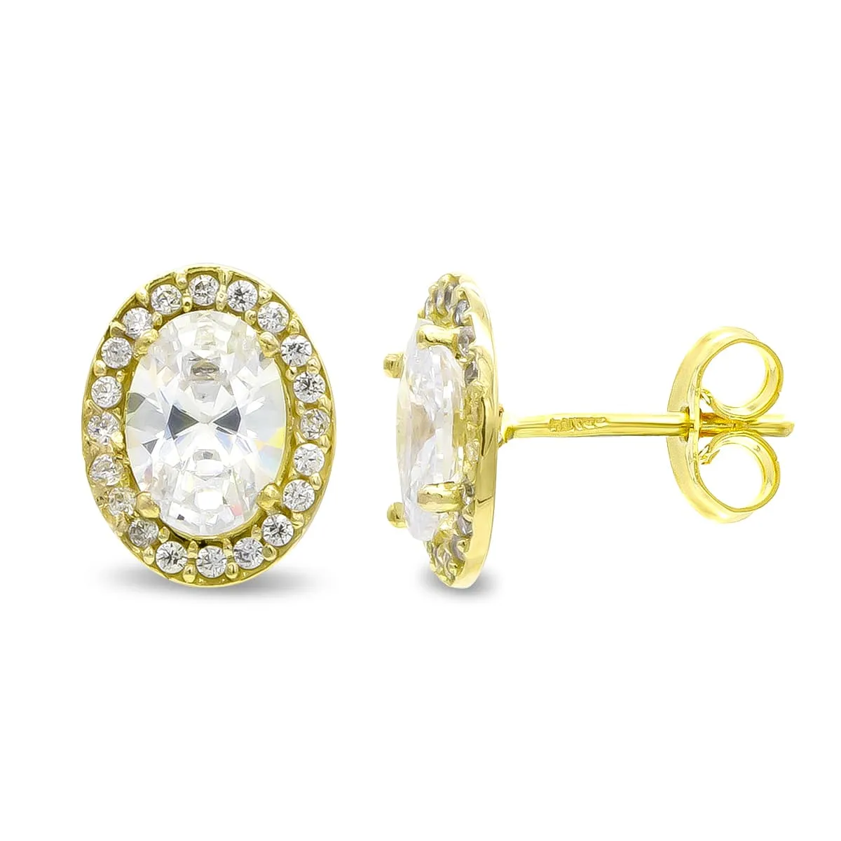 Juego Oro Piedra Circonita 10 x 8 mm.