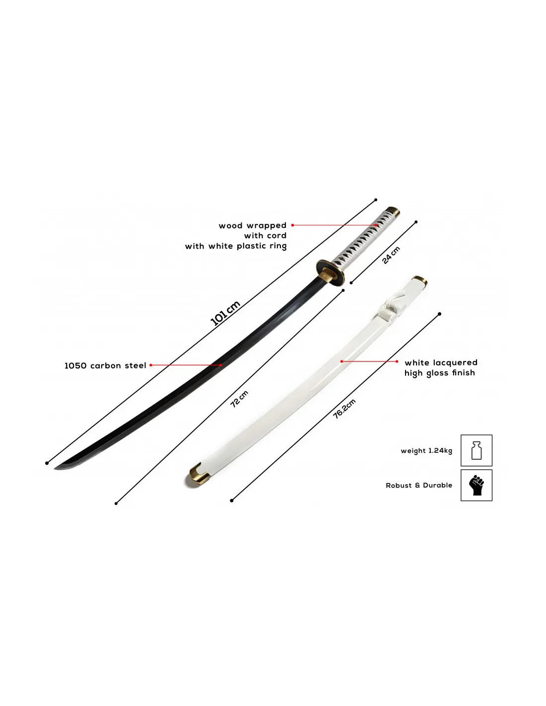 Katana forjada a mano Wado Ichi Monji de Zoro, One Piece