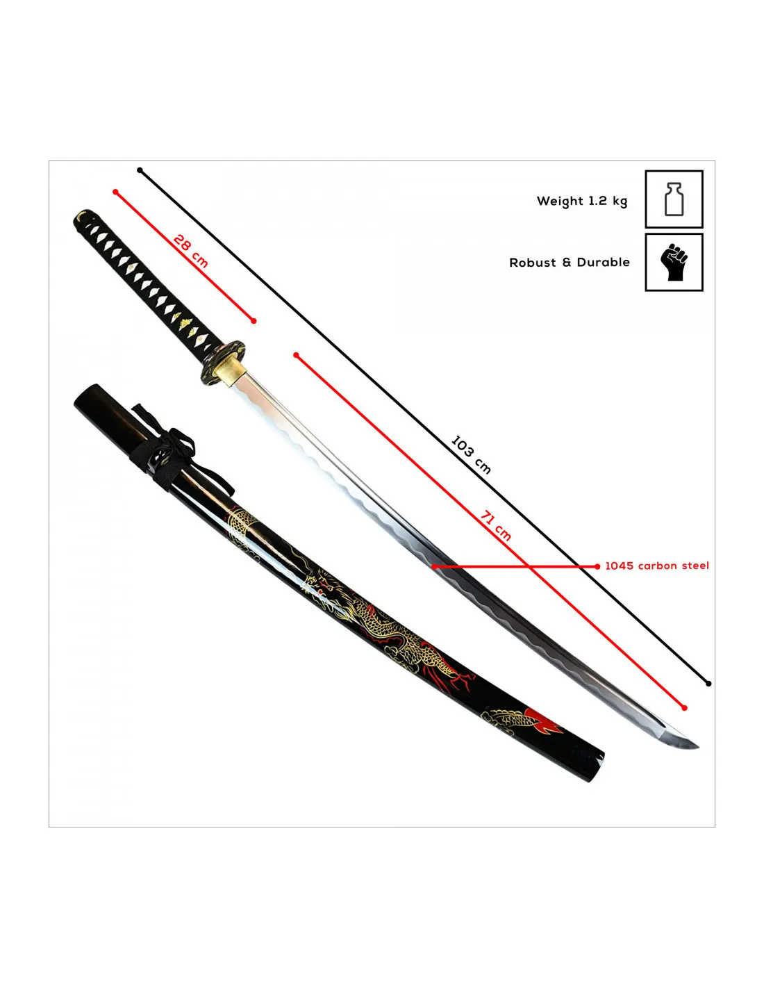 Katana Japonesa forjada a mano modelo Dragón