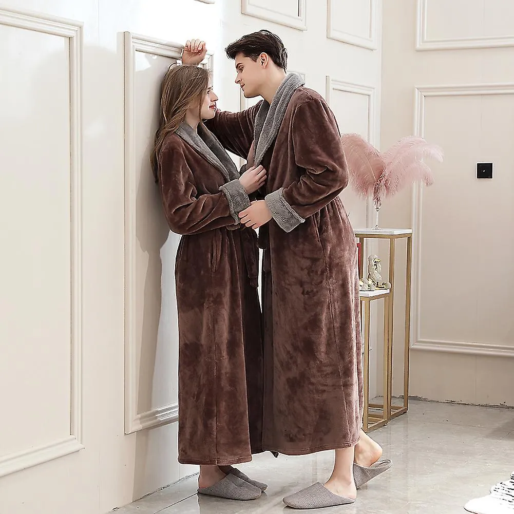 Las mujeres de vellón suave batas largas de invierno cálidas batas de casa albornoz bata de vestir ropa de dormir, 100% nuevo