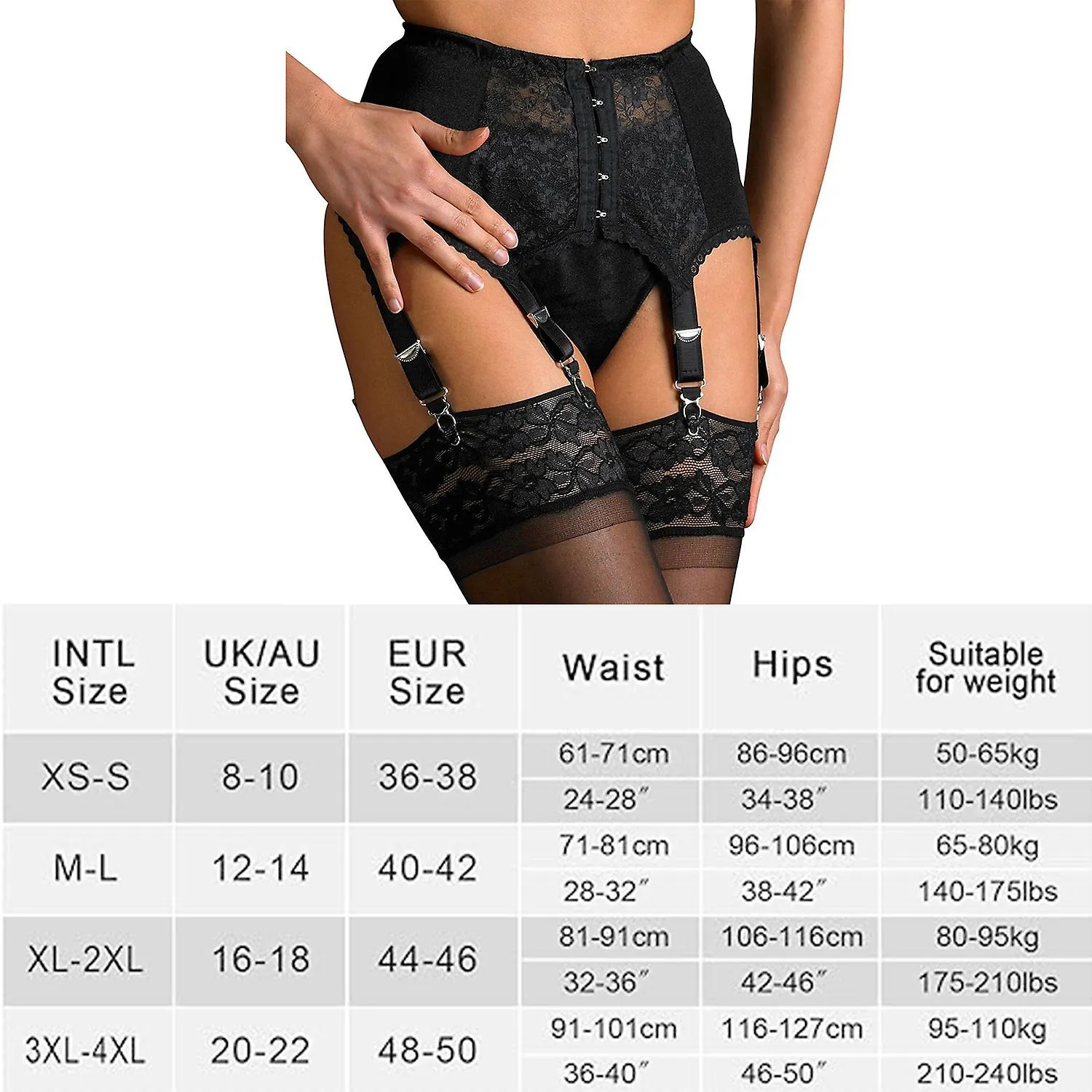 Liguero De Mujer De Talla Grande Liguero De Encaje Y Clips Ropa Interior Ajustable Tirantes De Jarretera Cintura Juego De Liguer