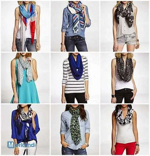 Lote surtido de cuellos, pashminas, pañuelos y Foulard mix