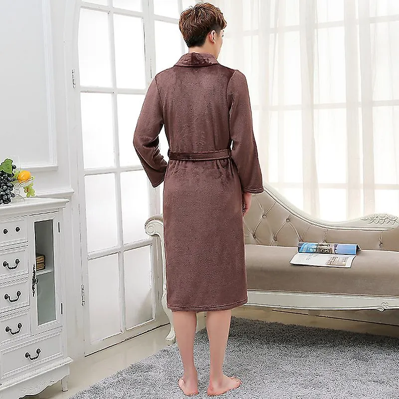 Lovers Dress for Men and Women Warm Super Soft Flannel Coral Fleece Long Bath Robe Mens Kimono Bathrobe Male Dressing Gown Robes
