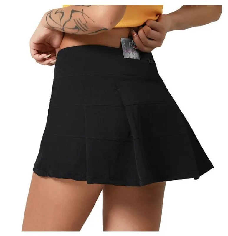 LU383 FALDAS PLISADAS TRAJES DE YOGA TENIS GOLF PANTALONES CORTOS DEPORTIVOS CON BOLSILLO INTERIOR LEGGINGS PARA MUJER PANTALON