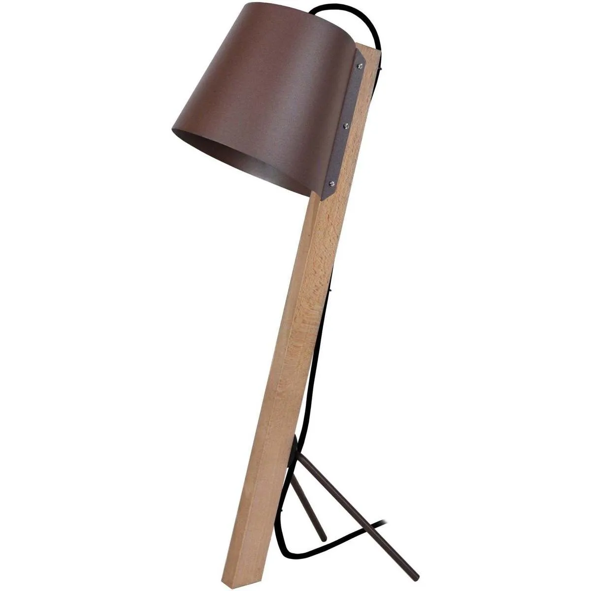 Lámpara de escritorio redondo madera natural y marrón