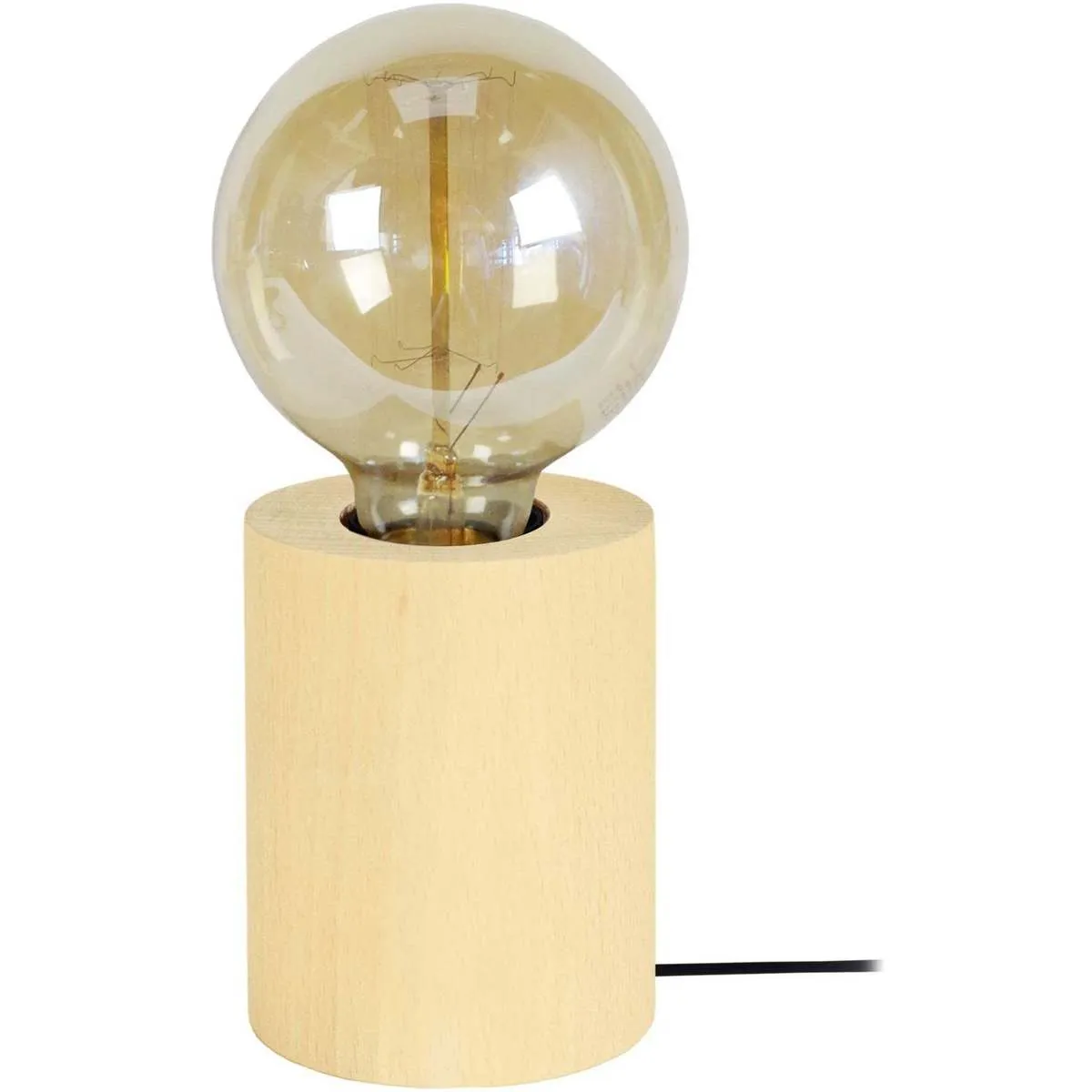 lámpara de noche redondo madera amarillo