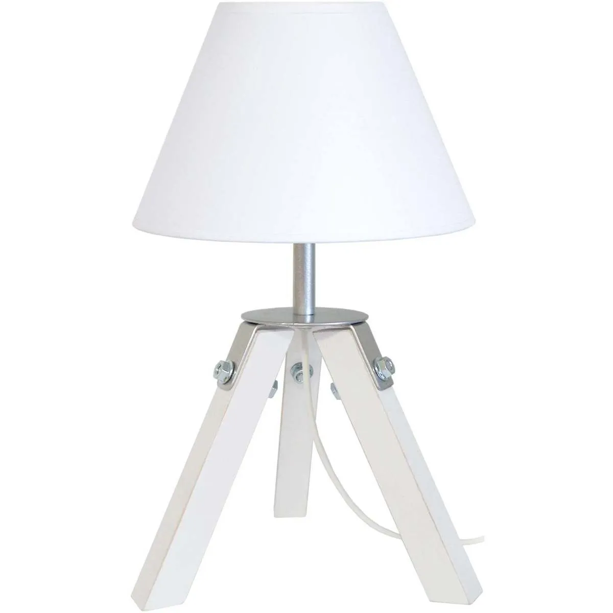 lámpara de noche redondo madera blanco
