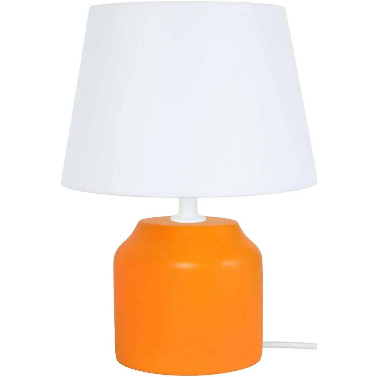 lámpara de noche redondo madera naranja y blanco