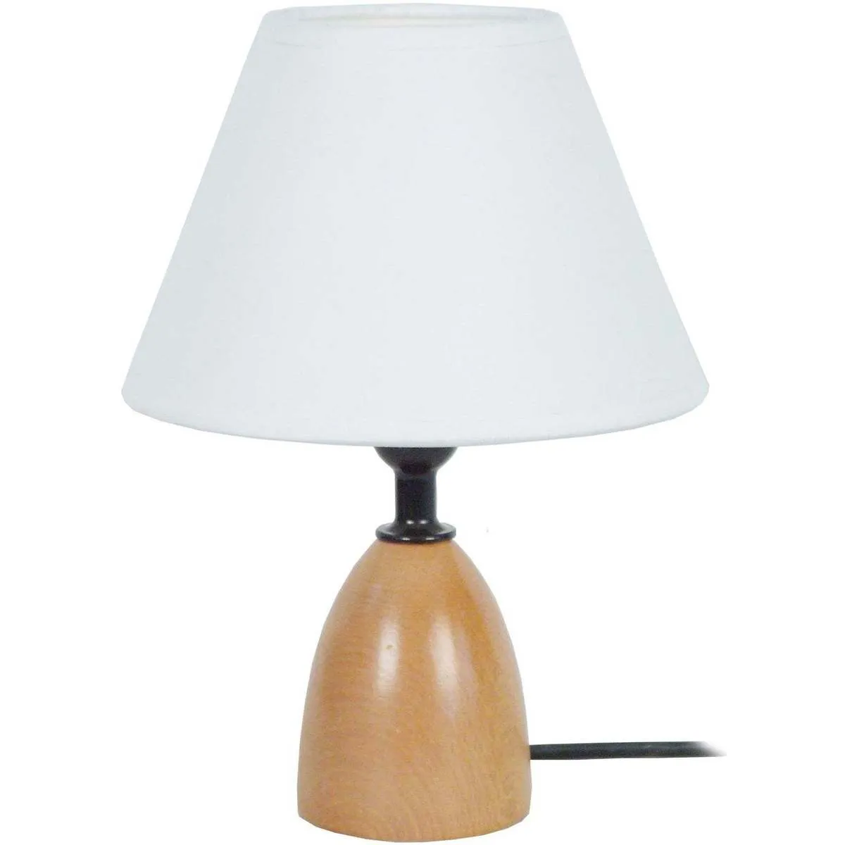 lámpara de noche redondo madera natural y blanco