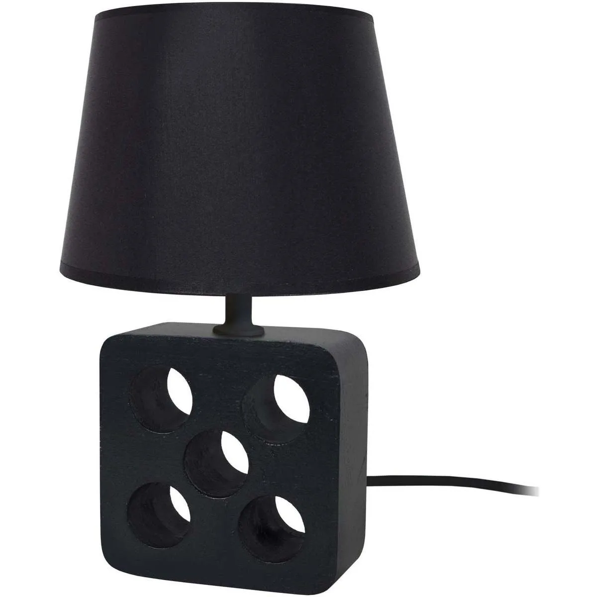 lámpara de noche redondo madera negro
