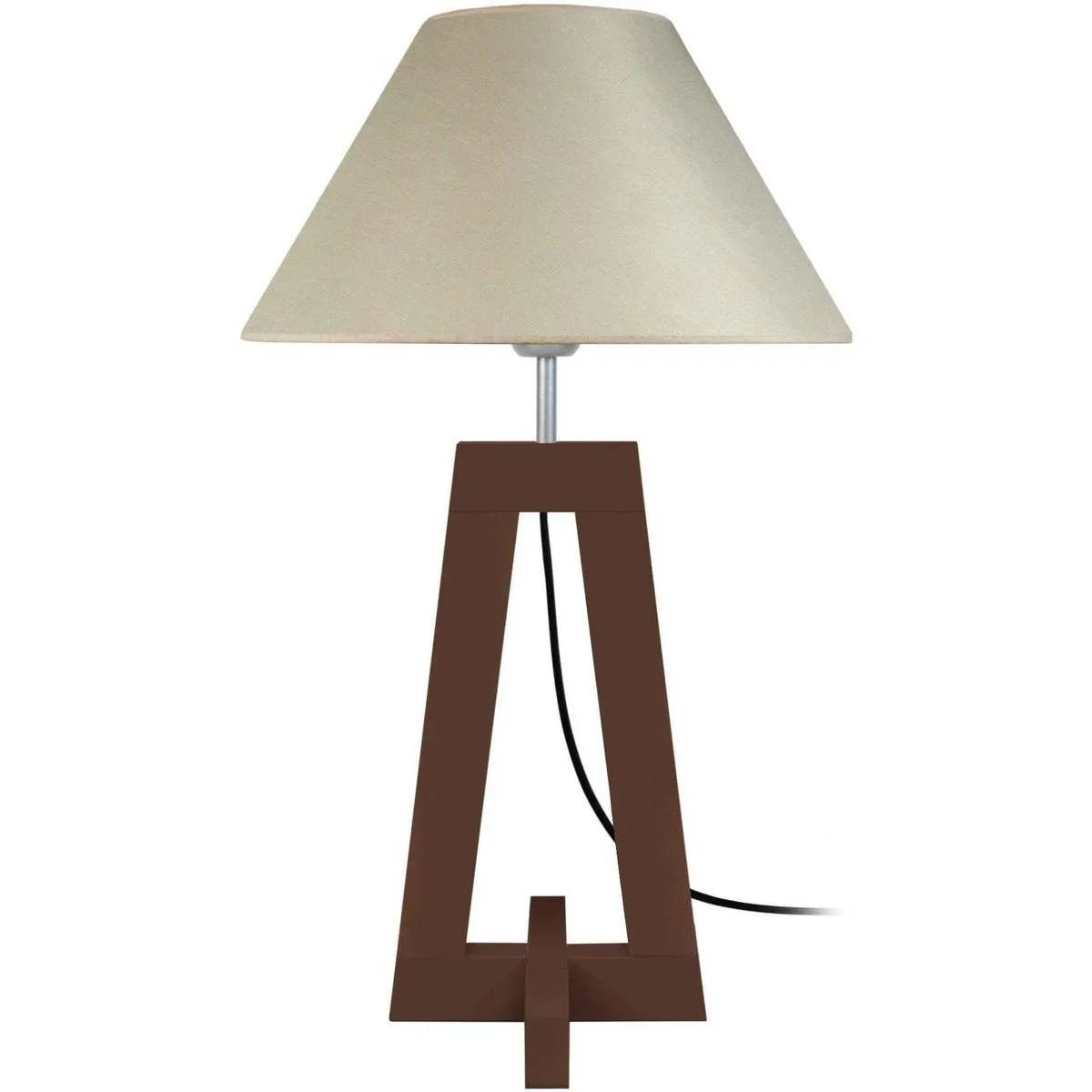 lámpara de noche redondo madera wangué y crema