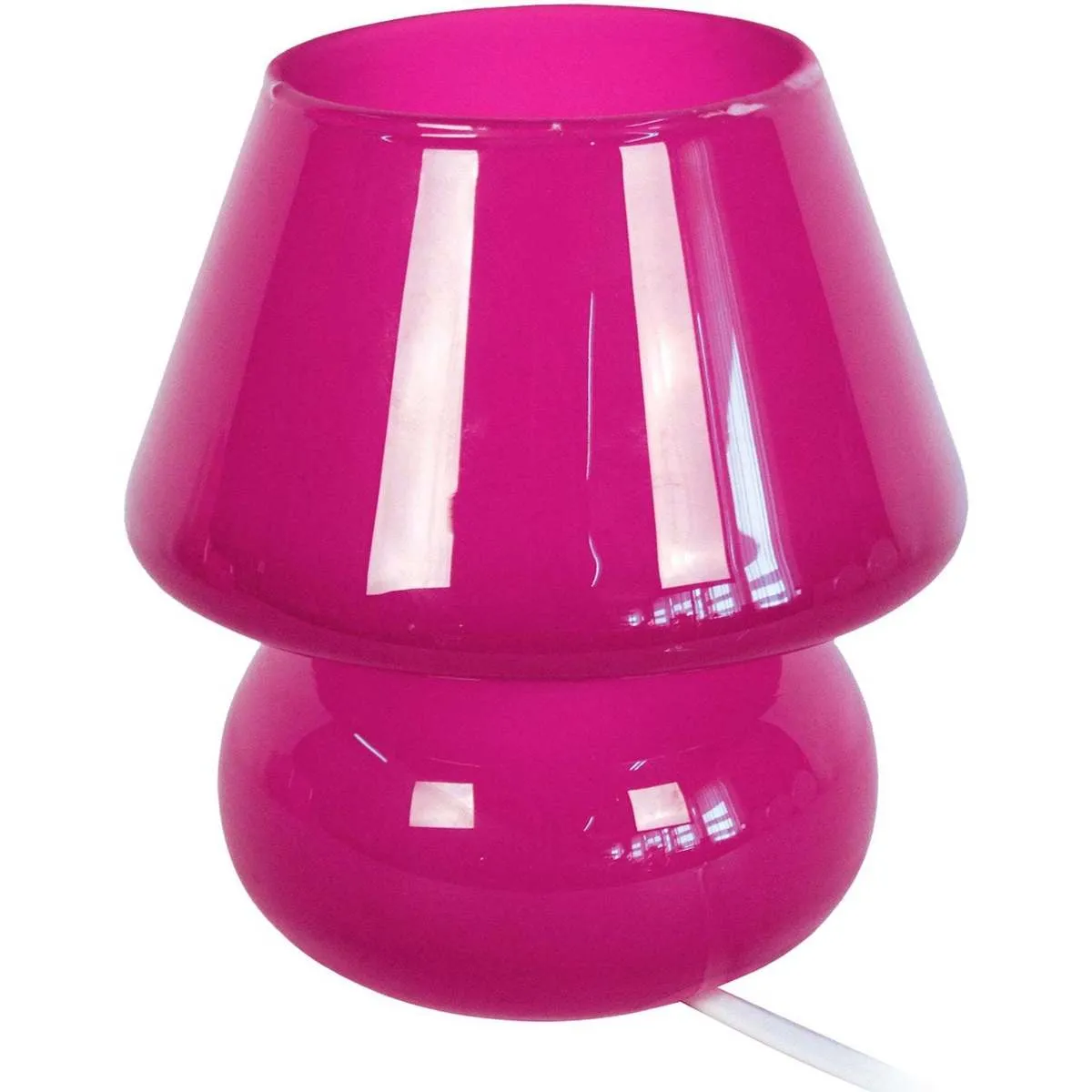 lámpara de noche redondo vidrio rosa fucsia