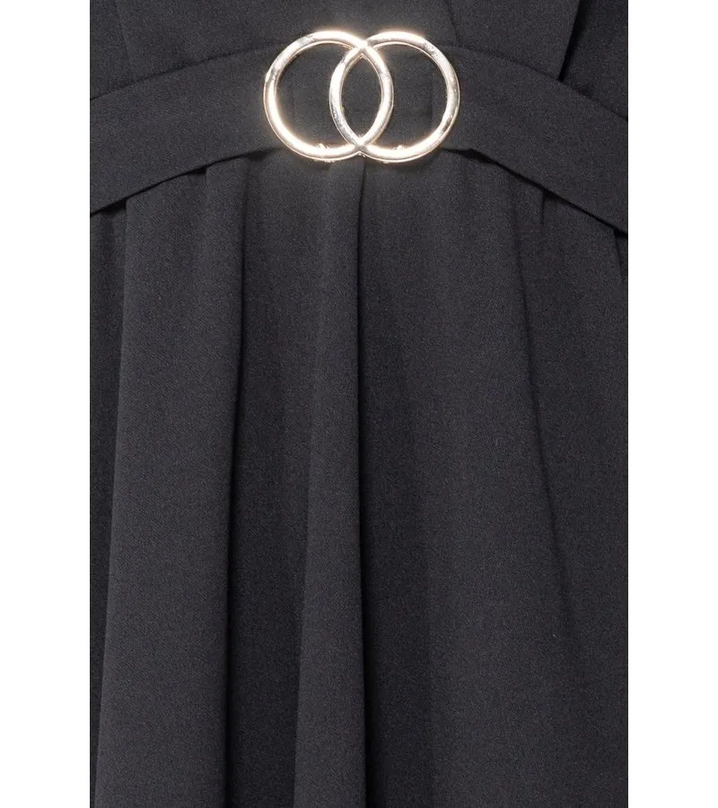MANGA ABULTADA WRAP FRENTE MINI VESTIDO  MUJER  NEGRO