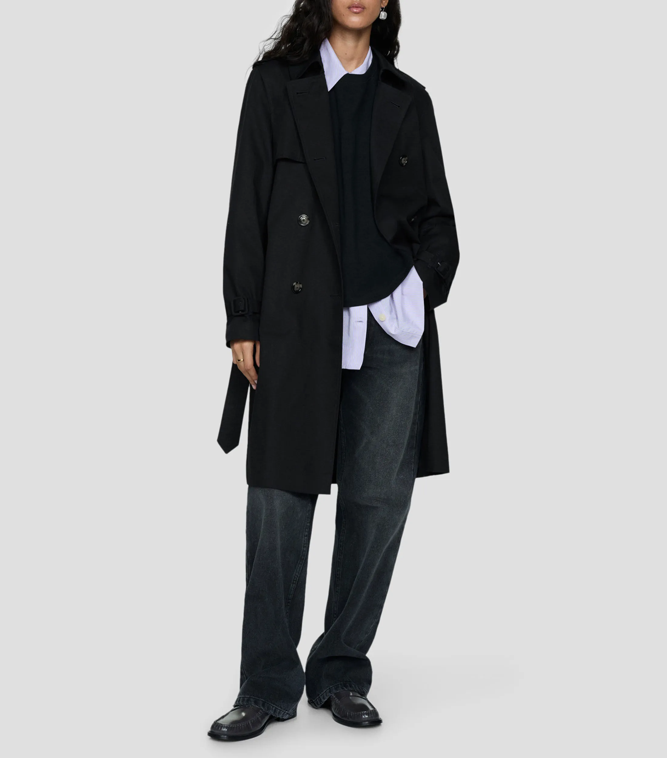 Mango Gabardina larga con botonadura Mujer