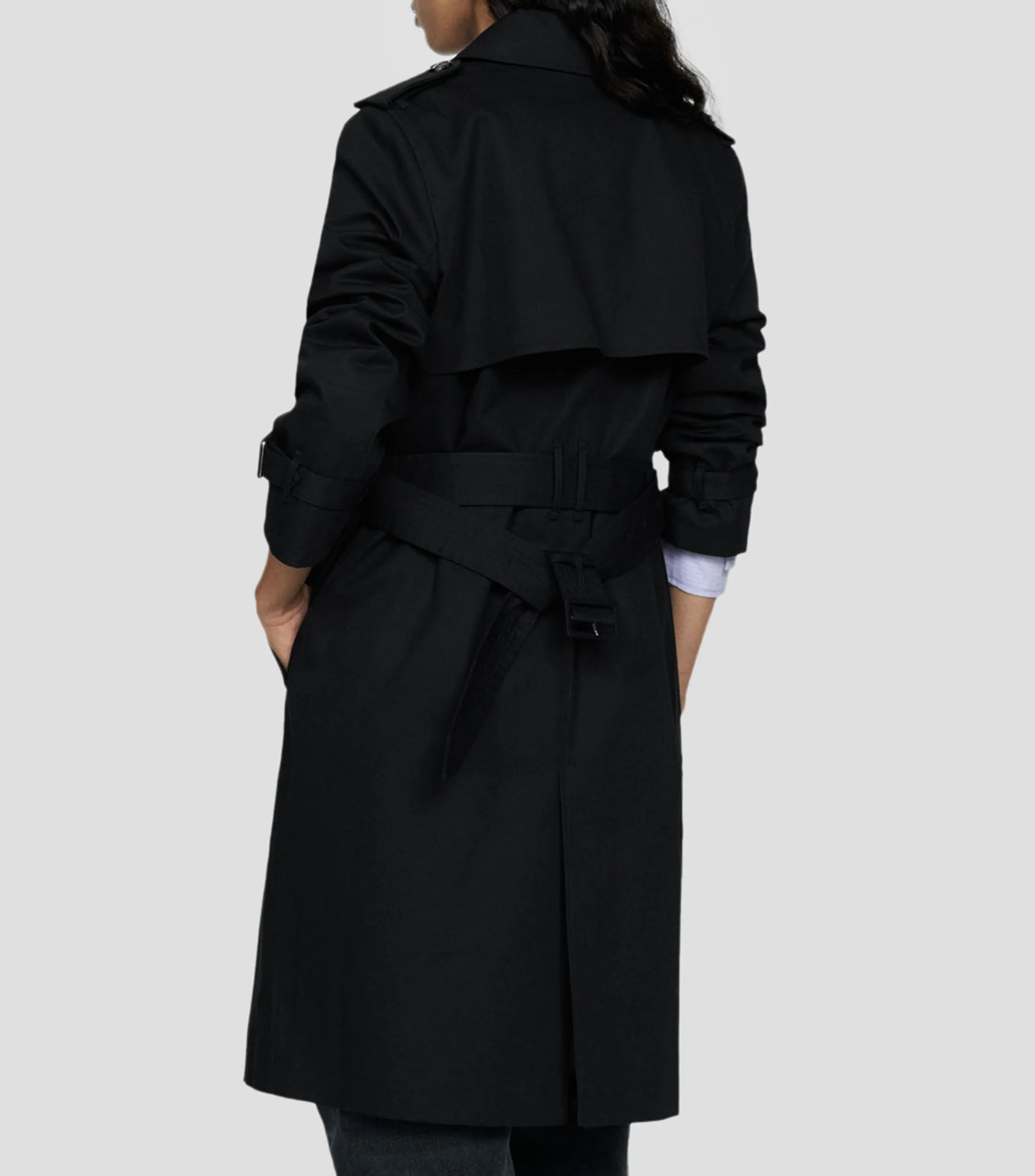 Mango Gabardina larga con botonadura Mujer