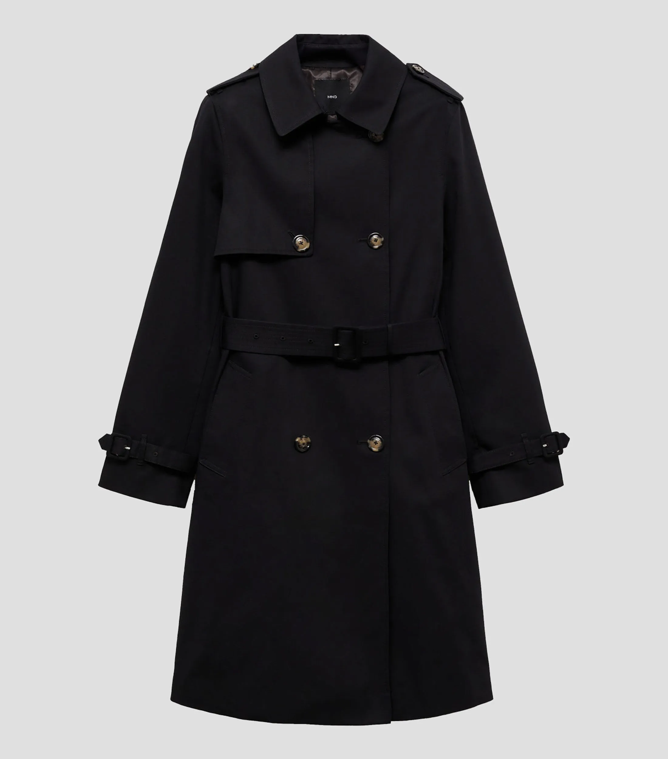Mango Gabardina larga con botonadura Mujer