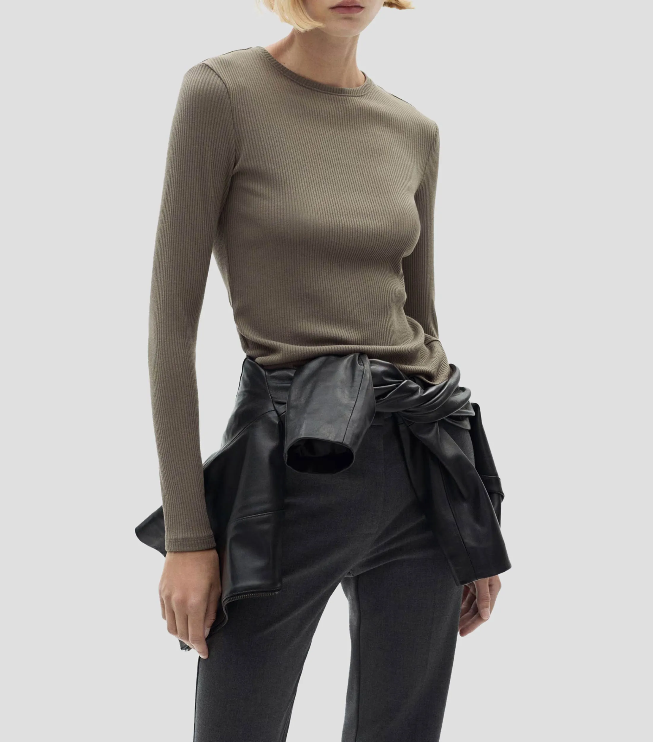 Mango Playera de cuello redondo manga larga Mujer
