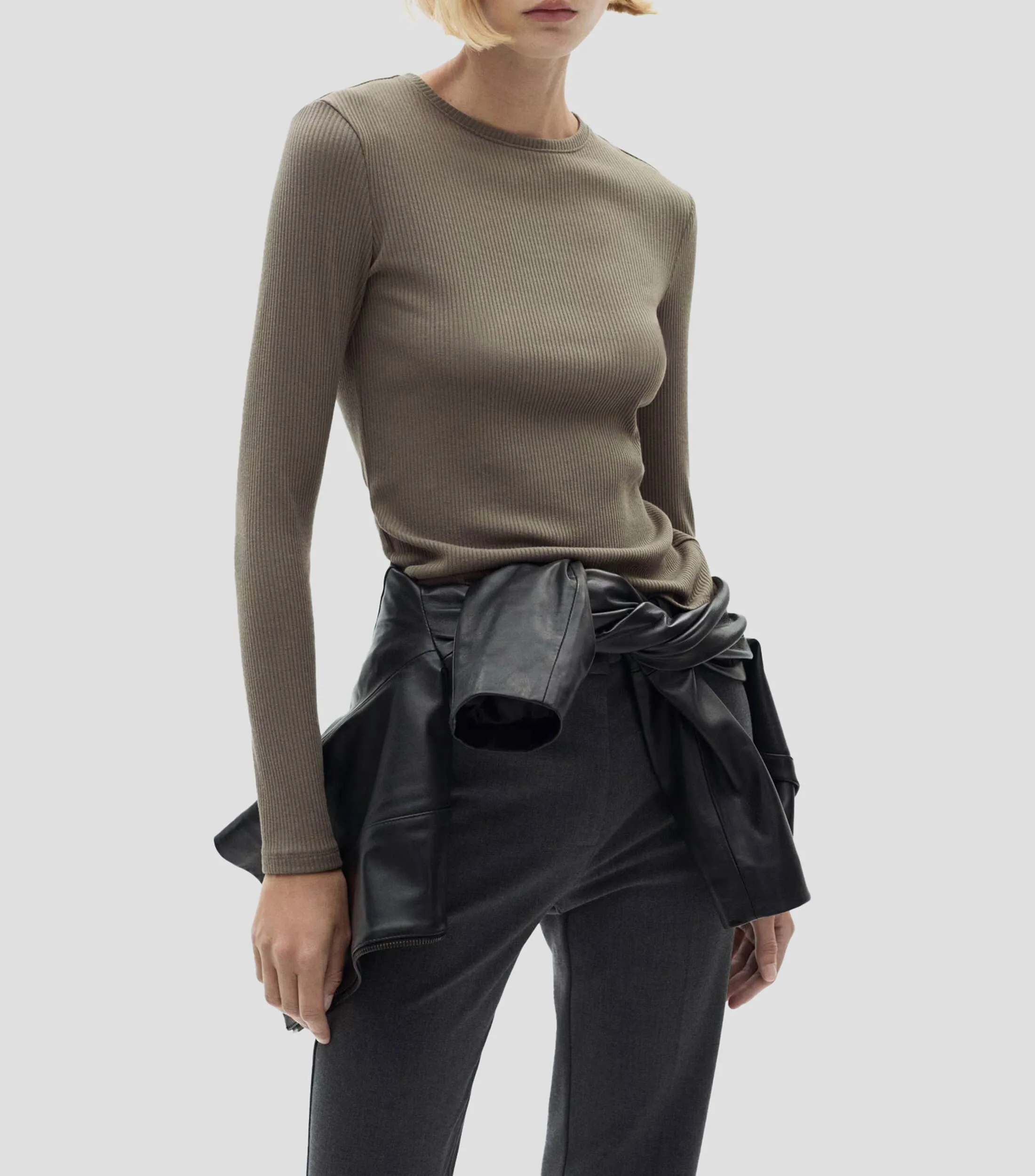 Mango Playera de cuello redondo manga larga Mujer