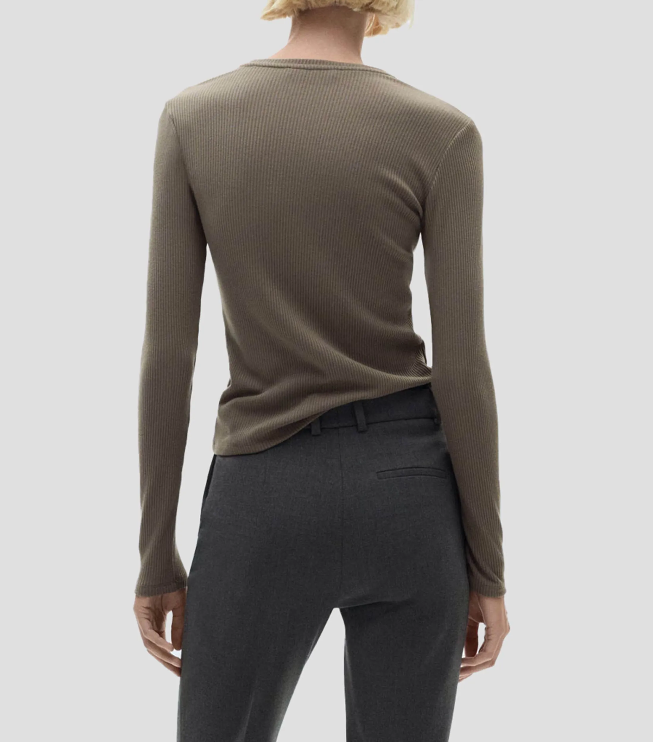 Mango Playera de cuello redondo manga larga Mujer