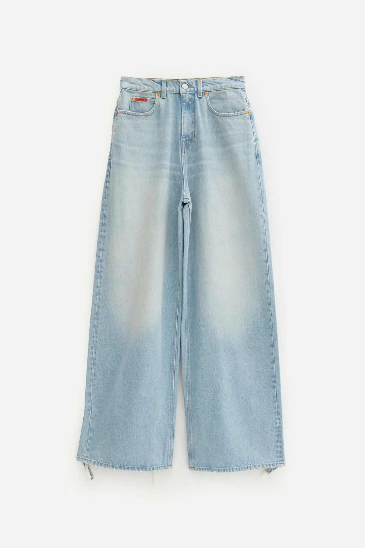 MARTINE ROSE BLEACHED WASH EXTENDED WIDE LEG JEANS