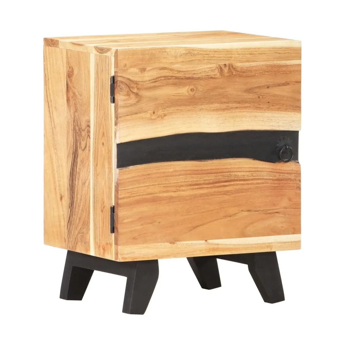 Mesita de noche de madera maciza de acacia 40x30x51 cm