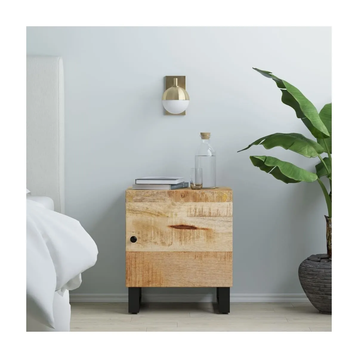 Mesita de noche de madera maciza de mango 40x33x46 cm