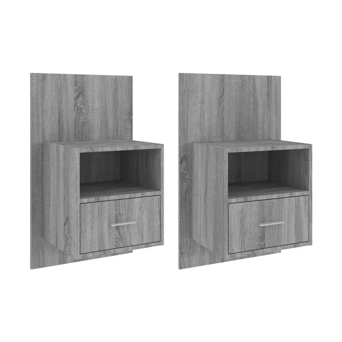 Mesita de noche de pared 2 unidades color gris Sonoma