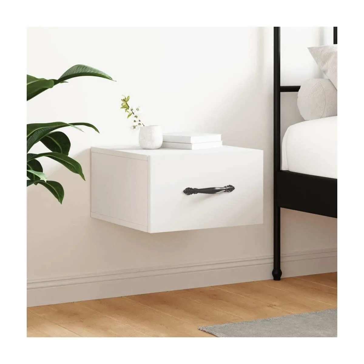 Mesita de noche de pared blanco 35x35x20 cm