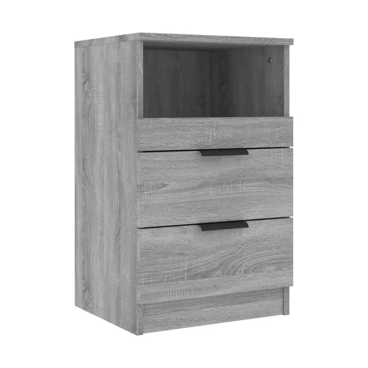 Mesita de noche madera contrachapada gris Sonoma