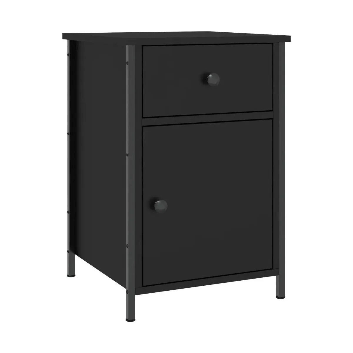 Mesita de noche madera contrachapada negro 40x42x60 cm
