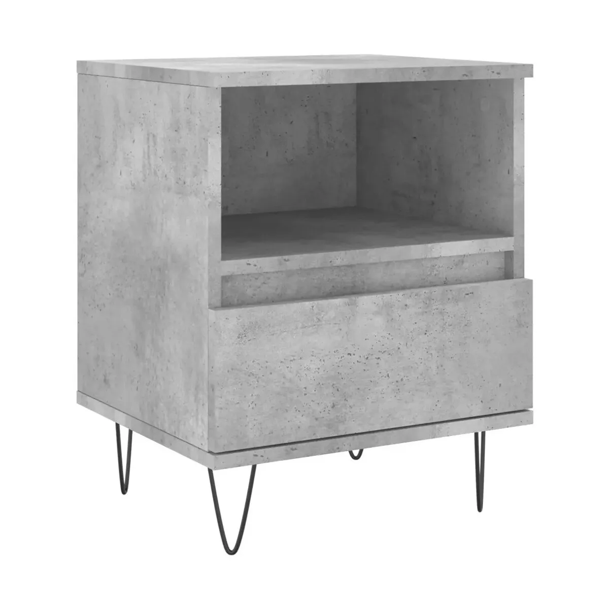 Mesita de noche madera de ingeniería gris hormigón 40x35x50 cm
