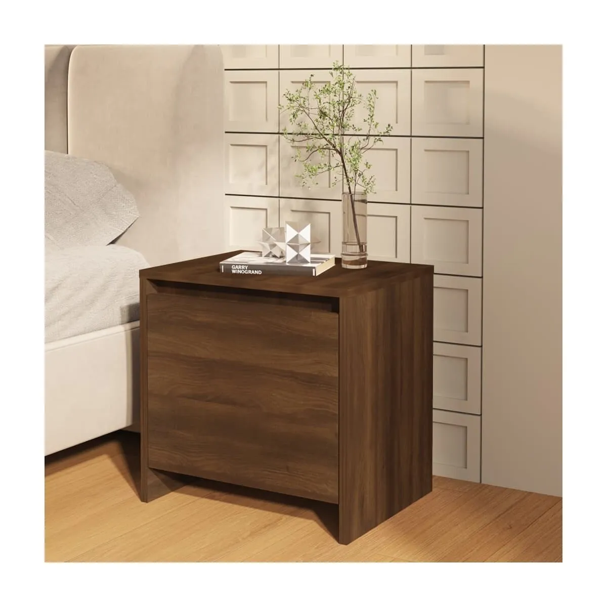 Mesita de noche madera de ingeniería marrón roble 45x34x44,5