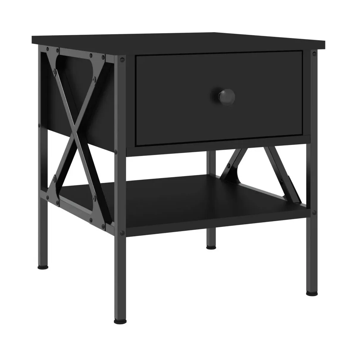 Mesita de noche madera de ingeniería negro 40x42x45 cm