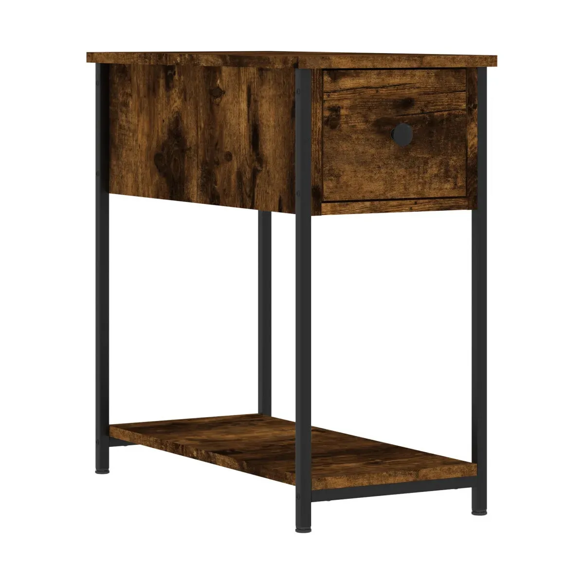 Mesita de noche madera de ingeniería roble ahumado 30x60x60 cm