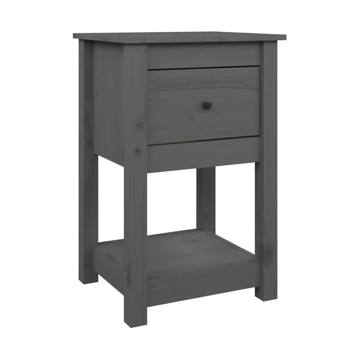 Mesita de noche madera maciza de pino gris 40x35x61,5 cm