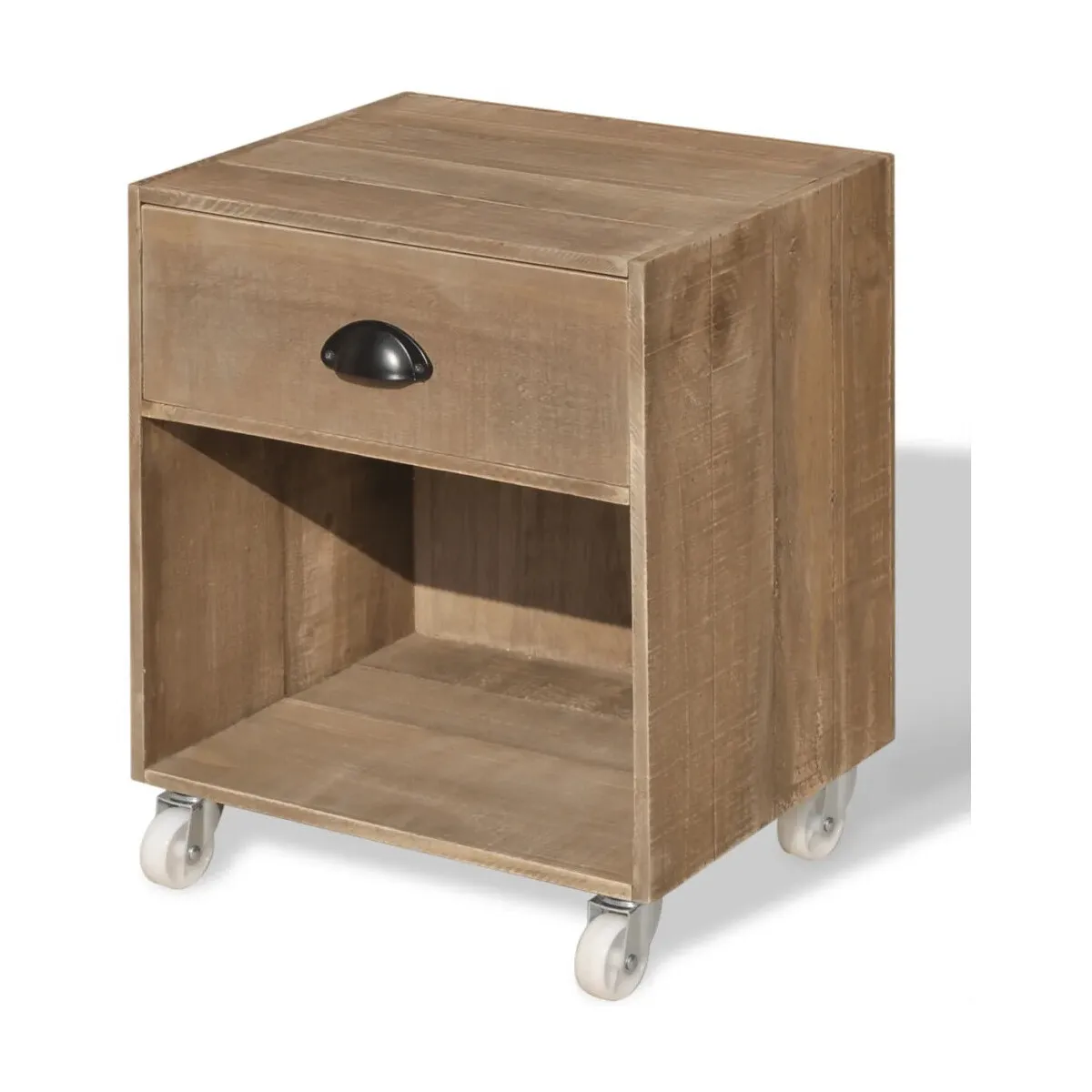 Mesita de noche marrón madera maciza