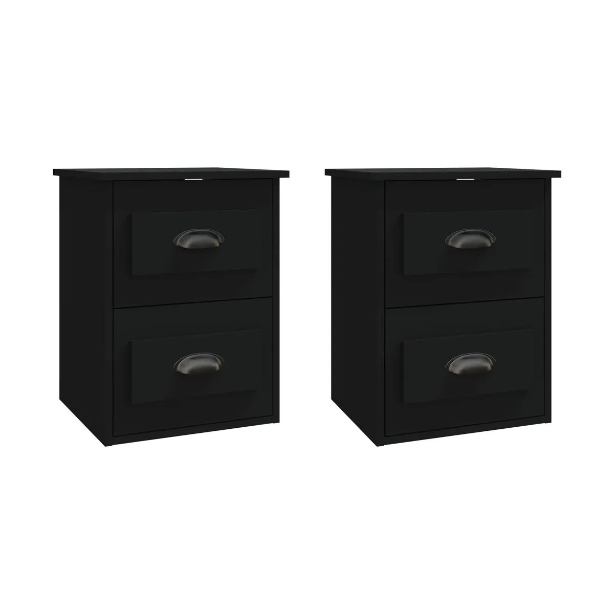 Mesitas de noche de pared 2 uds negras 41,5x36x53 cm