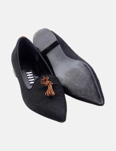 Mislita Mocasín piel negro borla