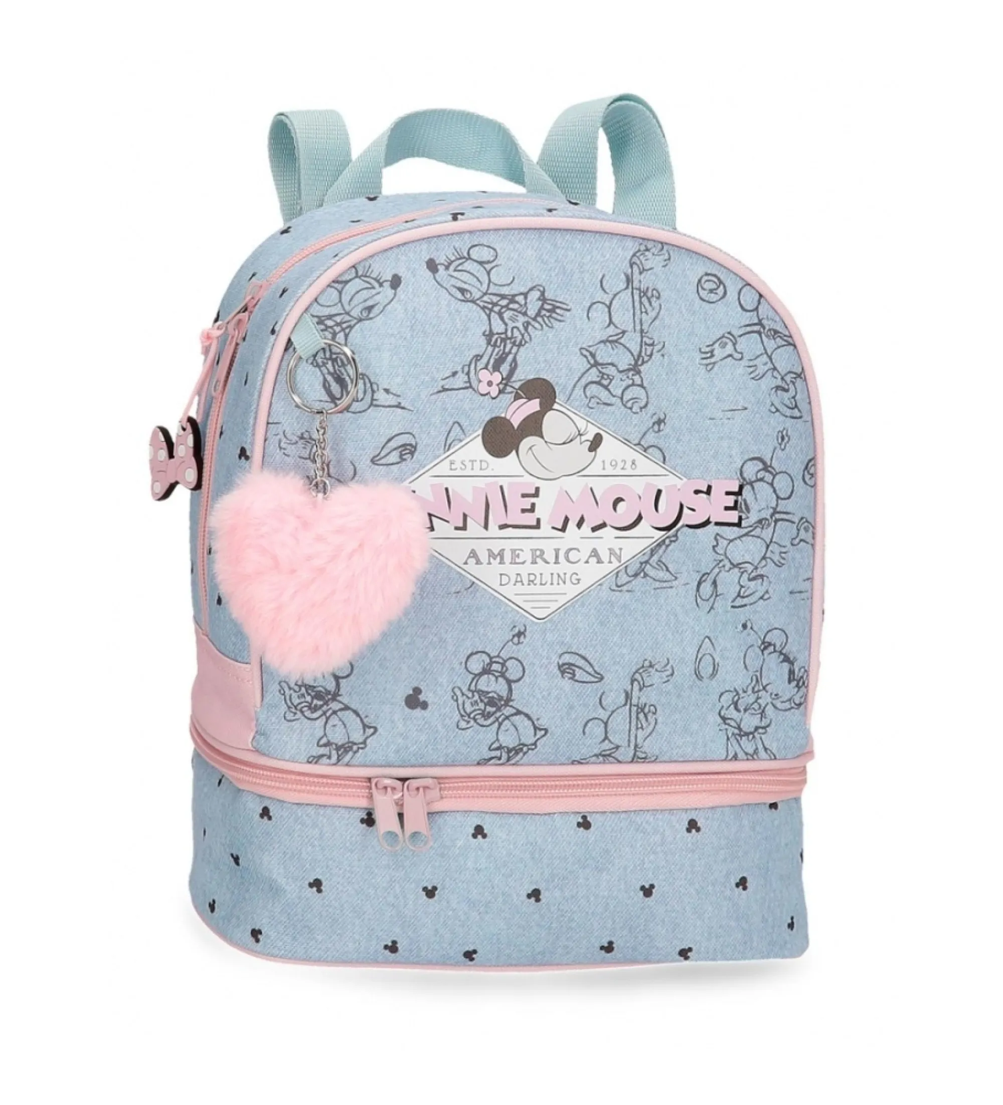 Mochila Minnie American darling con portamerienda azul