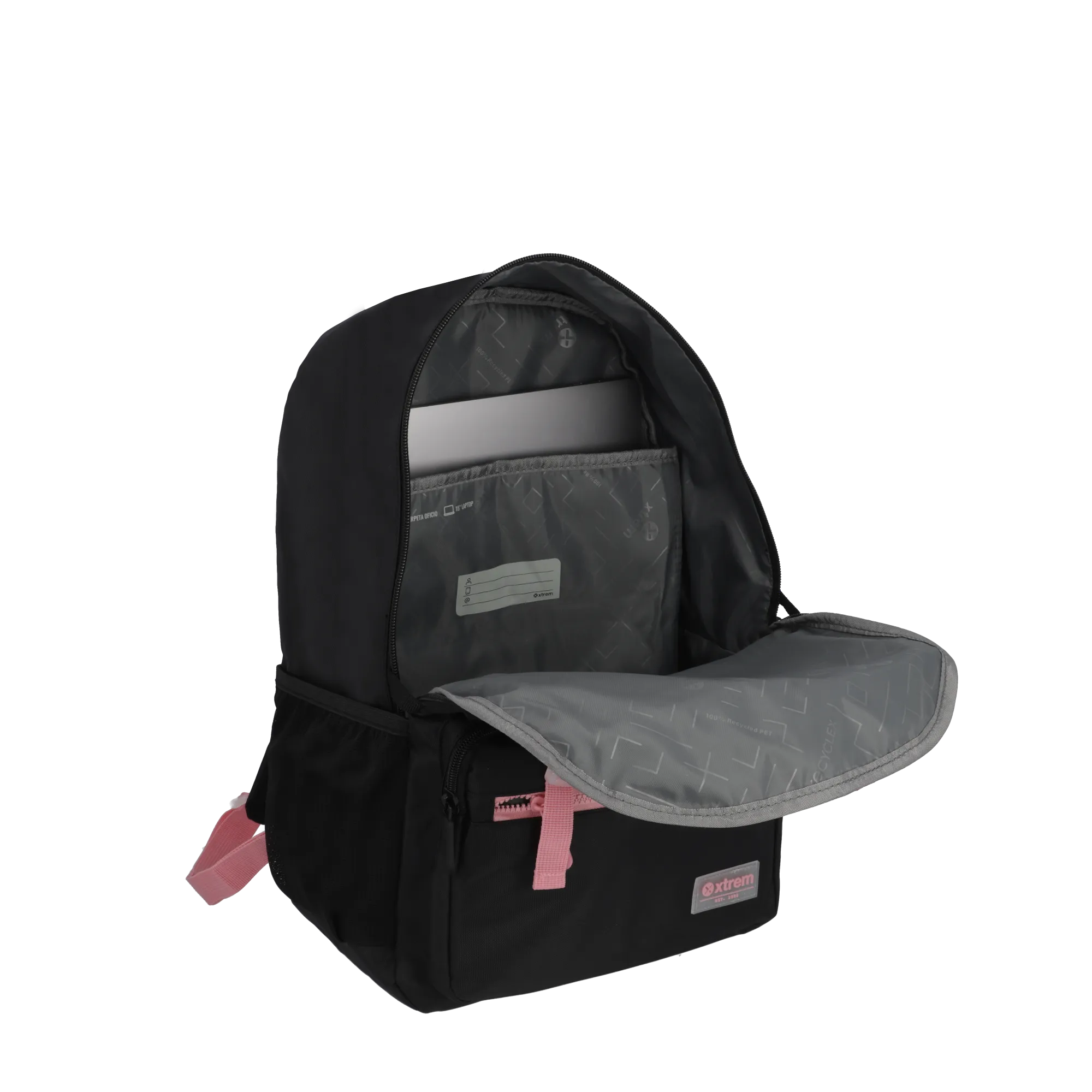 Mochila para notebook 15 de mujer Cleveland negra/rosada