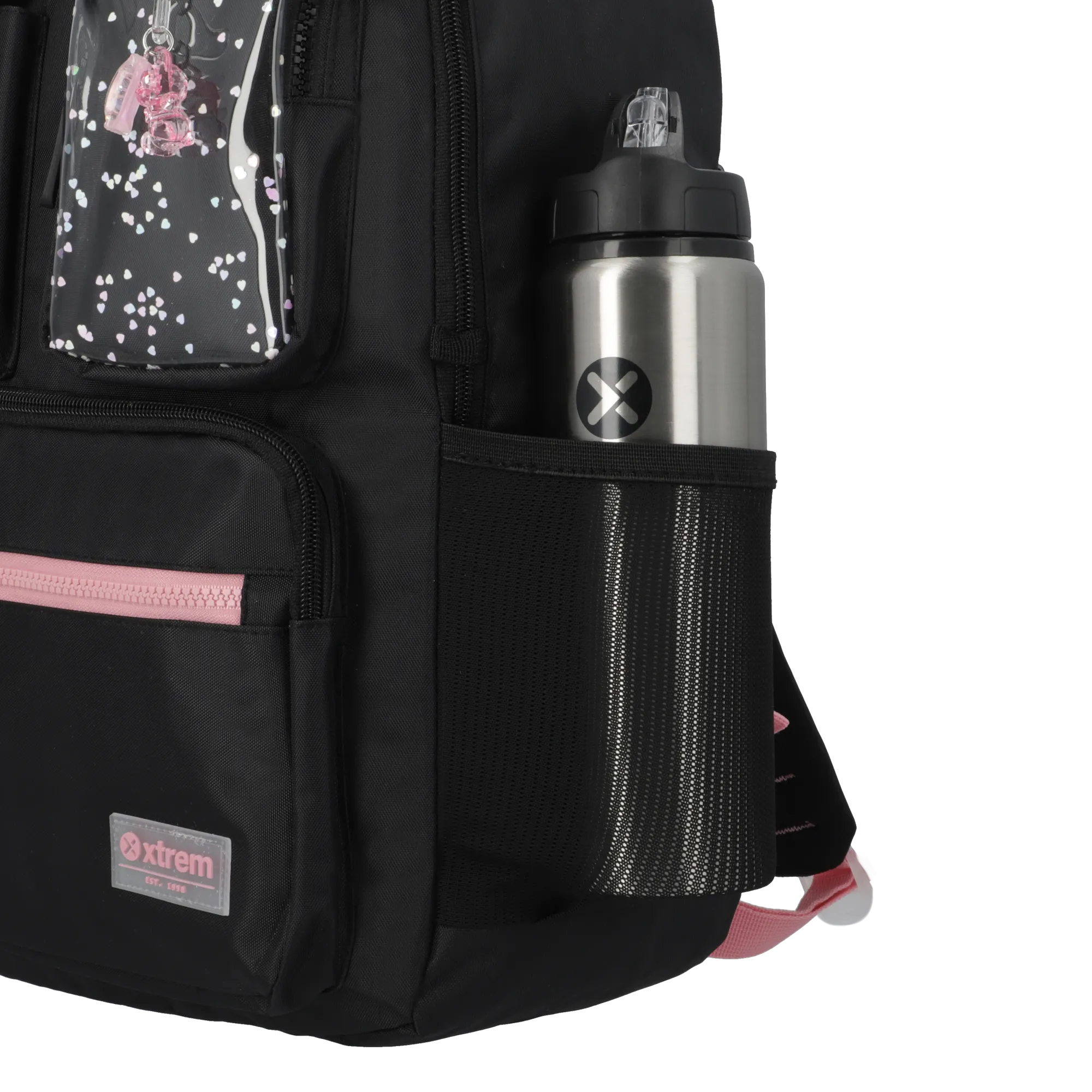 Mochila para notebook 15 de mujer Cleveland negra/rosada