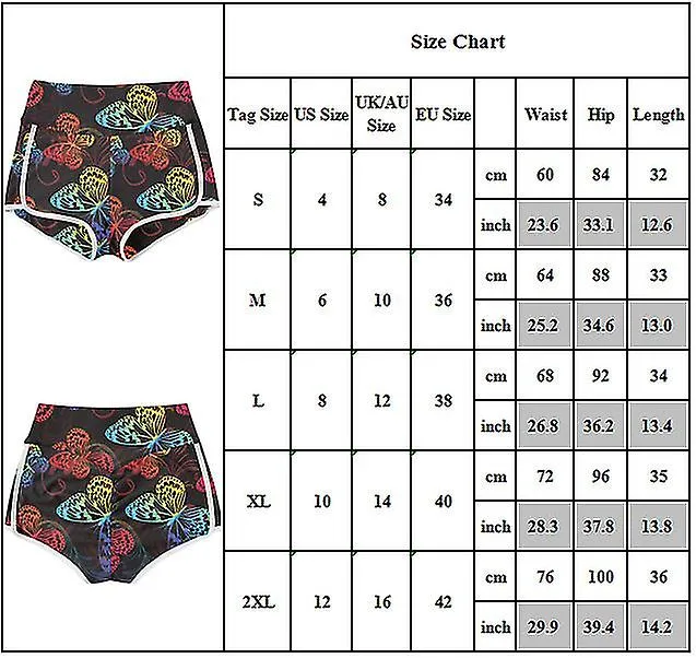 Mujer Butterfly Print Cintura Alta Skinny Hot Pants Deportes Gimnasio Yoga Shorts
